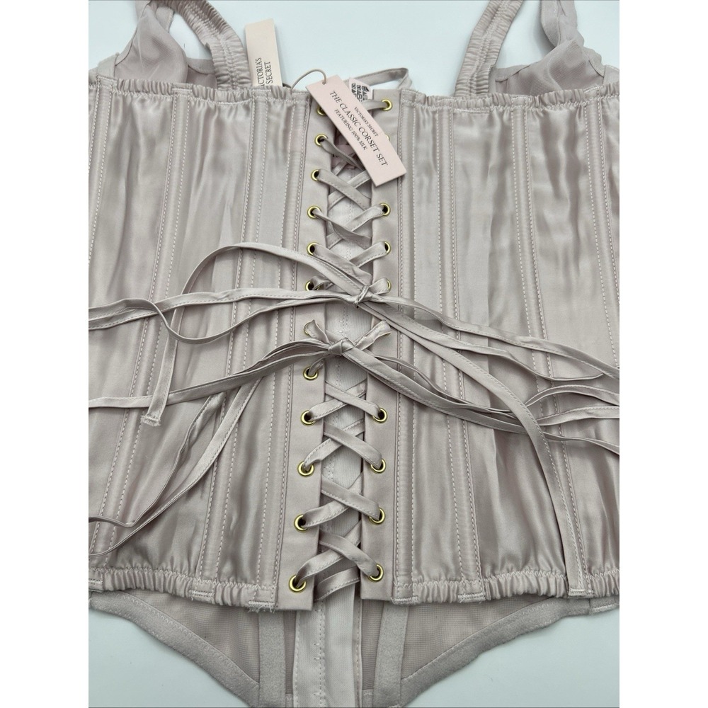 Victoria's Secret The Classic Corset Dusty Rose Medium 100% Silk One Piece NWT - Picture 9 of 9